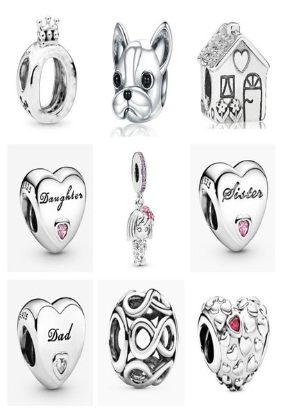 

new popular 925 sterling silver charm crown pet dog house diy beads suitable for primitive bracelet women's jewelry fashion accessories, Golden;silver