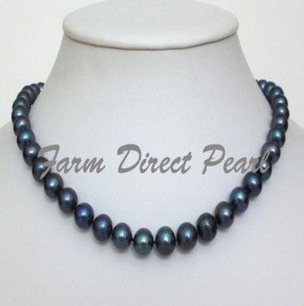 

new fine pearl jewelry cultured freshwater 89mm black pearl necklace 18 925 silver clasp3311427