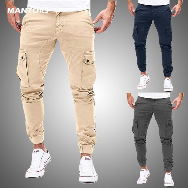 

men's pants casual men cargo streetwear fashion sweatpants joggers bottoms solid color cotton trousers mens brand track 230715, Black