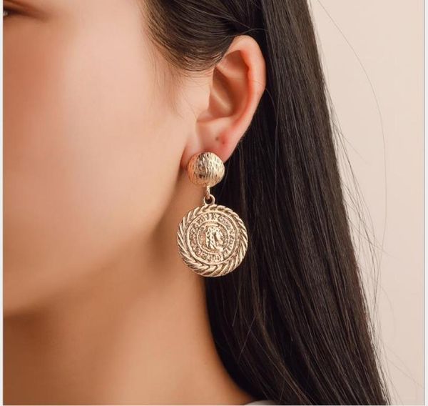

round metal portrait earrings0123456789101112132658781, Golden;silver