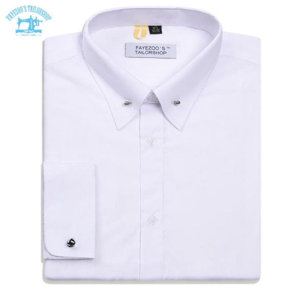 

fayezoos claasic fit white dress formal shirt with brooch collar round french cuff9952958, White;black