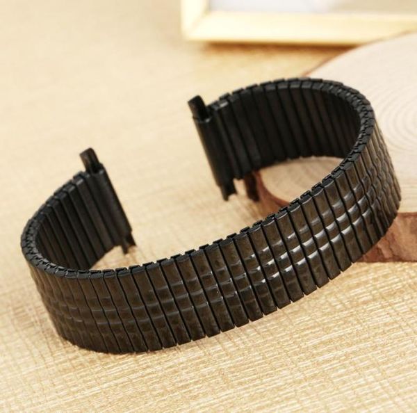 

watch bands premium silverblack stainless steel band no buckle elastic watches stretchable strap metal replacement wristwatch9303579, Black;brown