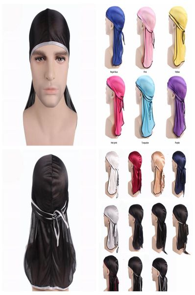 

17colors fashion men satin durags bandanna turban wigs cap men silky durag headwear headband turban pirate hat hair accessories aa4080928, Black;white