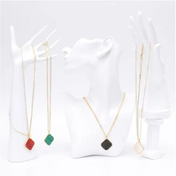 

pendant necklaces long sweater necklaces designer clover necklace 90cm classic fashion gold big flowers design mother of pearl plated 18k fo, Silver