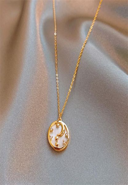 

pendant necklaces 2021 fashion star and moon necklace female round clavicle chain neck luxurious jewelry gifts7672540, Silver