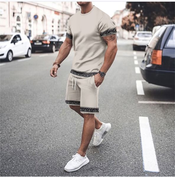 

men's tracksuits sets streetswear male tshirt set summer beach luxury 3d printing men tracksuit oversized clothing t shirt shorts outfi, Gray