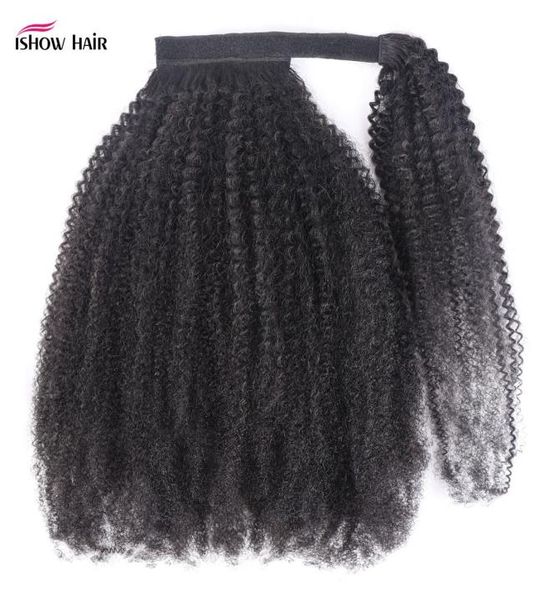 

ishow 828inch body wave human hair extensions wefts pony tail yaki straight afro kinky curly jc ponytail for women natural color 5268177, Black