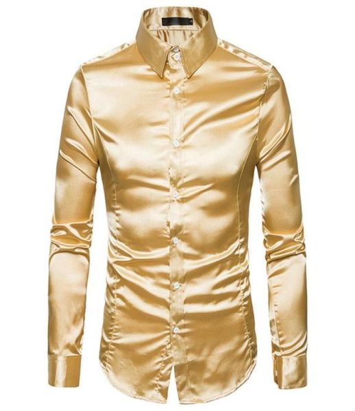 

fashion 2017 white men shirt long sleeve slim fit male emulation silk casual button down mens dress shirts4165310, White;black