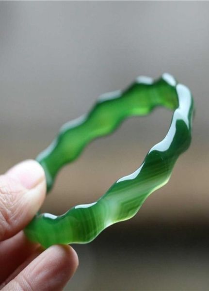 

chinese natural emerald green chalcedony hand carved bamboo water ripple bracelet fashion jewelry women039s green agate bracele4743333, Black