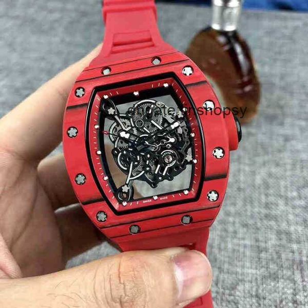 

awatches wristwatch lluxury richa milles designer chao red carbon fiber men's fully automatic mechanical watch hollowed out personalize, Slivery;golden