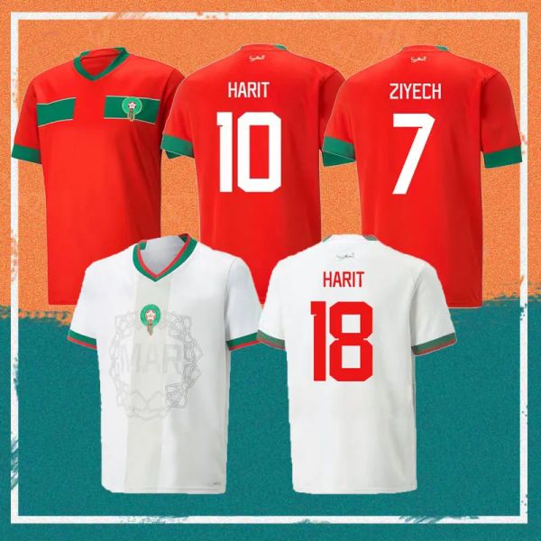 

morocco 2023 22 home away soccer jersey 19 youssef en-nesyri 7 hakim ziyech 6 romain saiss 14 zakaria aboukhlal 20 achraf dari 4 sofyan amra, Black;yellow