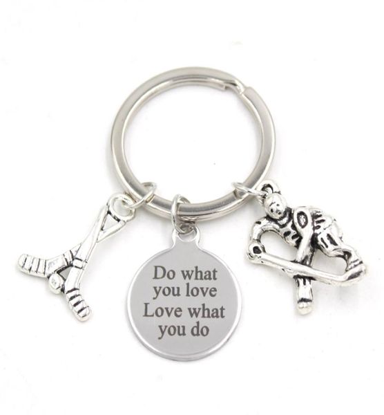 

new arrival stainless steel key chain key ring sport ice hockey key chain keyring hockey lover gifts for men women jewelry9104390, Slivery;golden