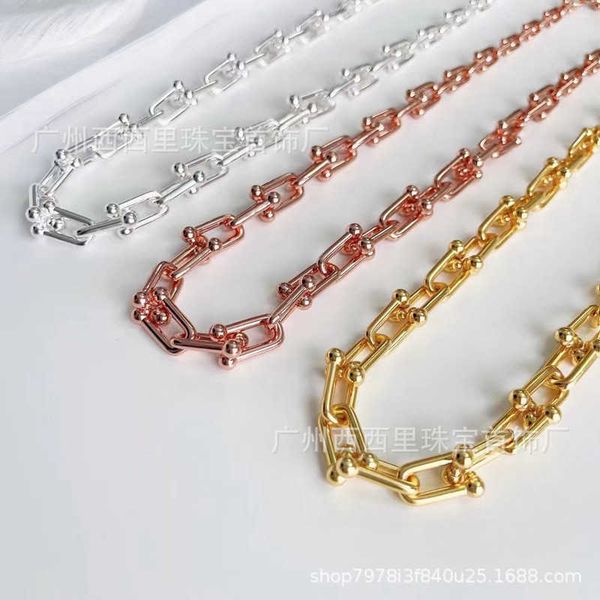 

designer new 925 sterling silver tiffay hardwear series u-shaped horseshoe buckle gradual ring necklace personality exaggerated collar chain