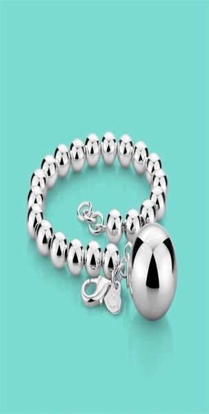 

women039s 925 sterling silver bracelet ethnic the ball pendant beaded bracelet lady charm silver jewelry 20cm chain solid silve5432166, Black