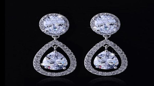 

whole shiny women crystal stud earrings tear drops rhinestone bridal earrings jewelry bridesmaid party earrings 6763759, Silver