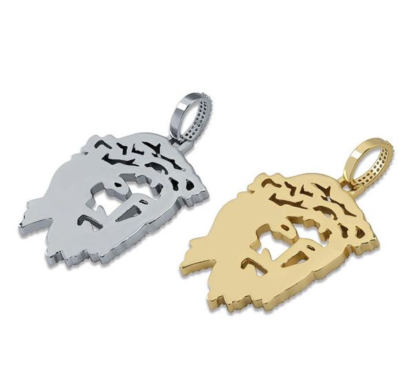 

wholejesus hollow solid head pendant zirconfilled retro men039s necklace europe and america new 3456754, Silver