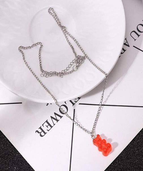 

va23 handmade 8 colors cute judy cartoon bear chain necklaces candy color pendant for womengirl daily jewelry party gifts1095765, Silver