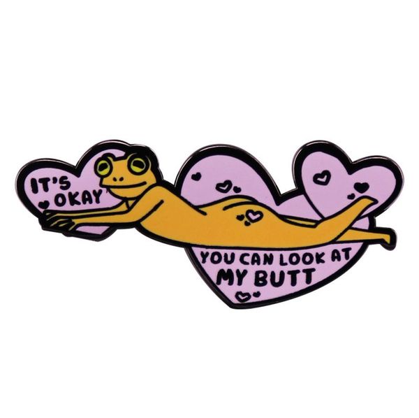 

its okay you can look at my butt enamel brooch pins funny love heart enchanting frog badges lapel pin jewelry accessories6502051, Blue