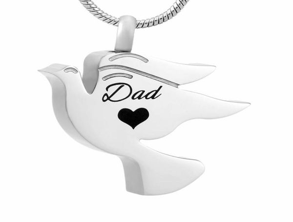 

kasdf8712 stainless steel dad dove pendant necklace pet memorial urn keepsake cremation jewelrynecklace to hold cremated ashes8588255, Silver