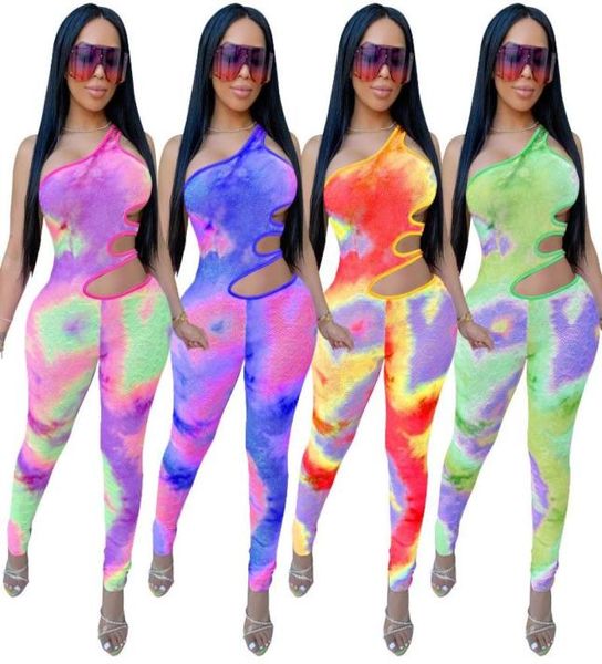 

women039s jumpsuits rompers zoctuo tie dye print for women hollow out club playsuit 2021 fashion one shoulder jumpsuit c6884806, Black;white