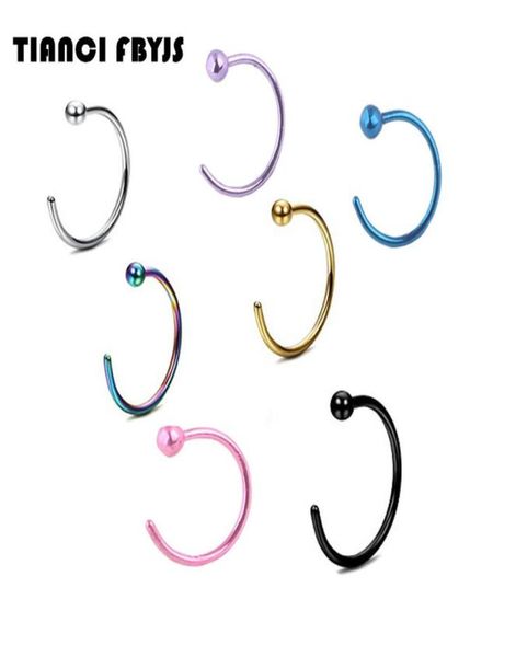 

nose ring piercing nose hoop body jewelry 20g 08825mm gold silver nariz piercing plated titanium tragus ear7493750, Black
