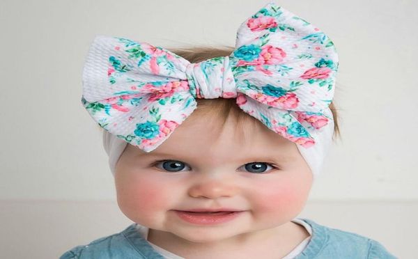 

whole baby girls soft hair bows knot headband scrawl flower mermaid print hairband diy girls hair accessories5571268, Slivery;white