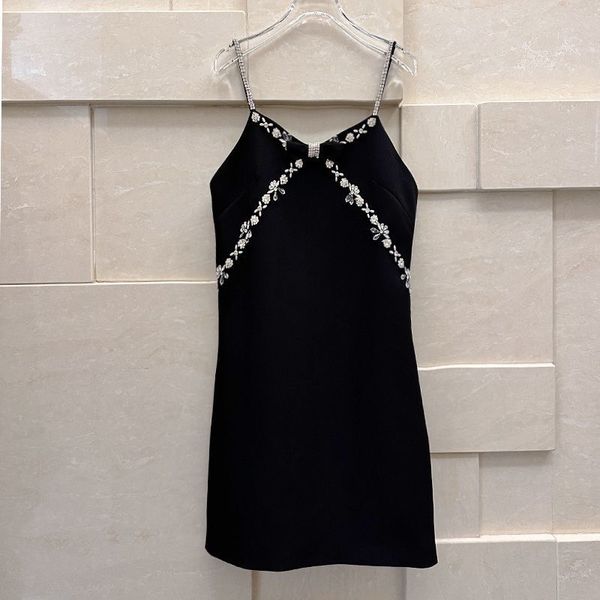 

23-white xiaoxiang c 23 sandro new heavy work nail bead sleeveless temperament sequin nail bead water diamond dress, Black;gray