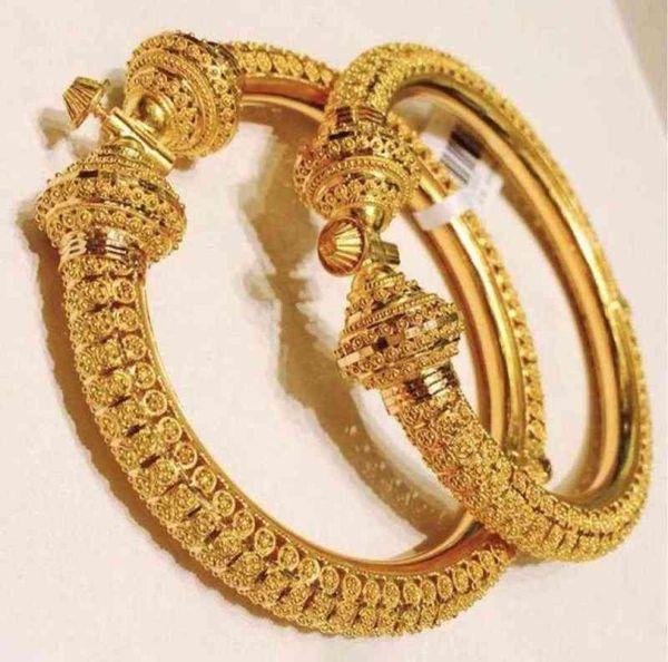 

24k luxury wedding dubai bangles gold color bangles for women girls wedding bride india bangles bracelets jewelry gift can open 226239263, Black