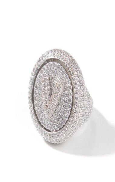 

europe and america fashion men women spinner rings gold plated full cz diy custom letter ring nice gift for friend1222342, Golden;silver