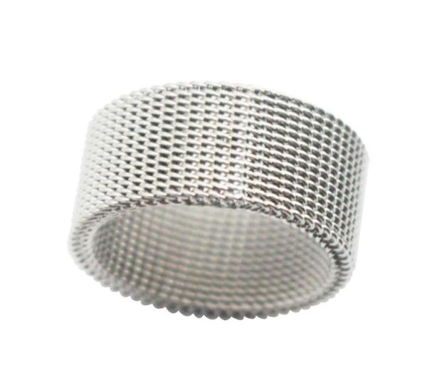 

mesh ring 10mm wide silver color stainless steel ring women men ring size fashion jewelry accessories band strap2171096, Golden;silver