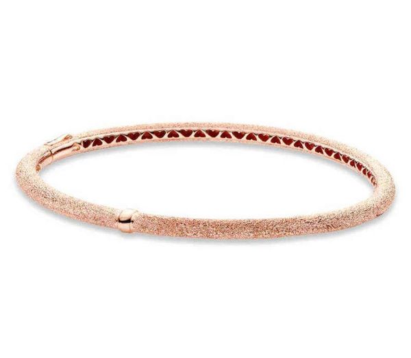 

2020 new 925 sterling silver rose gold matte brilliance bangle bracelet charm bead fit diy jewelry set gift whole aa2203153642642, Golden;silver