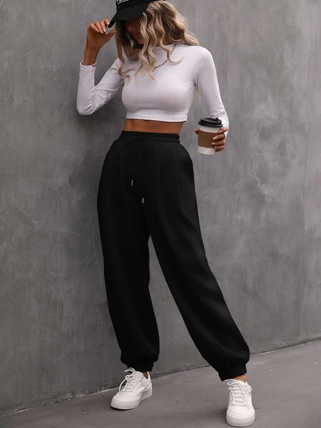 

women's frenchy slant pockets drawstring sweatpants, White