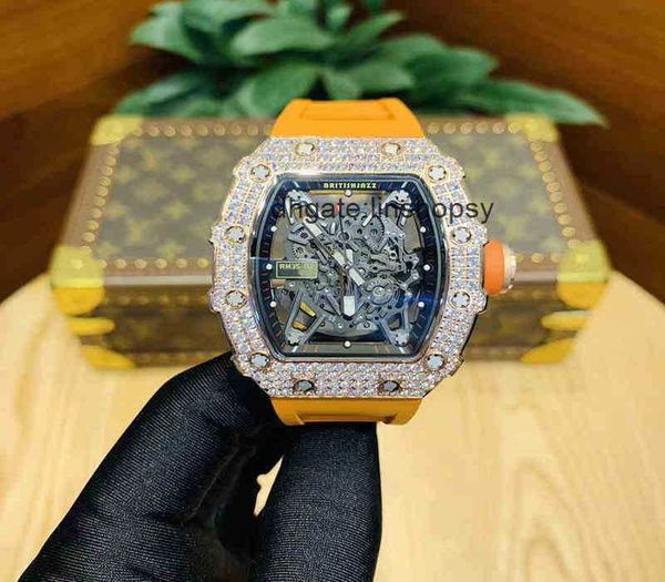 

amulti-function superclone richa milles watch wine barrel shaped large dial casual fashion waterproof automatic hollow out mens mechanical, Slivery;golden