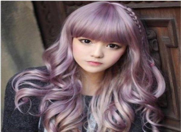 

epacket long harajuku zippe lolita purple gradient curly wavy hair cosplay party wig3900693, Black