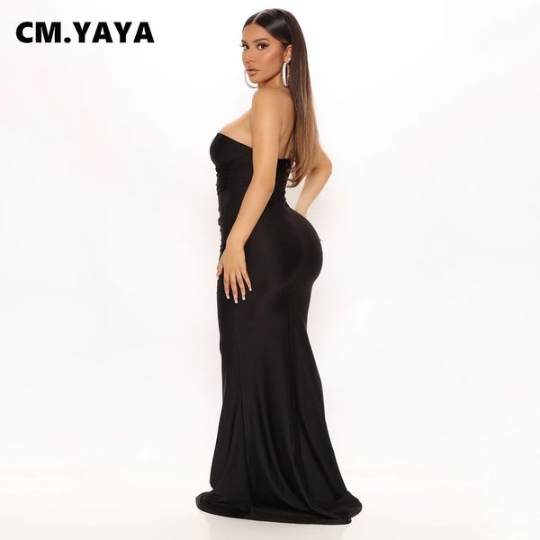 

swimwear cmyaya women one shoulder skew neck high waist floor length maxi long mermaid dress 2022 new party prom evenging dresses, White;black