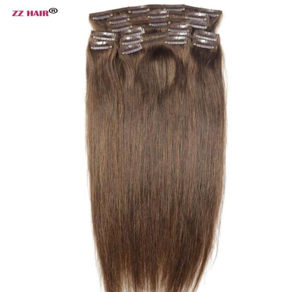 

1628 inches 10pcs set 160g 100 brazilian remy clipin human hair extensions clips full head natural straight3067795, Black;brown