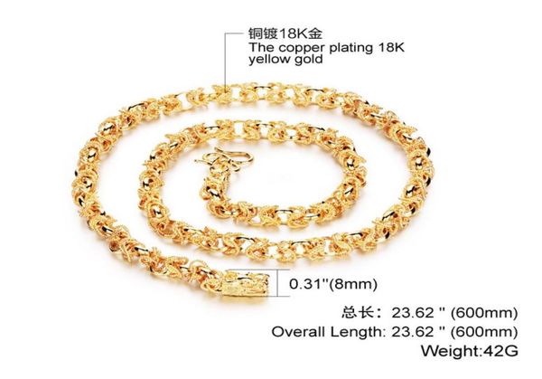 

heavy mens 18k yellow gold filled men chain necklace and bracelet 600cm8mm 54g fashion jewelry wedding jewelry8399012, Silver