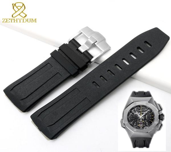 

silicone wristband bracelet 27mm rubber watch strap for 26589io26577tiood002ca01 sport watchband4413527, Black;brown