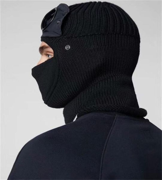 

two lens windbreak hood beanies outdoor cotton knitted windproof men face mask casual male skull caps hats black grey army green h1926269