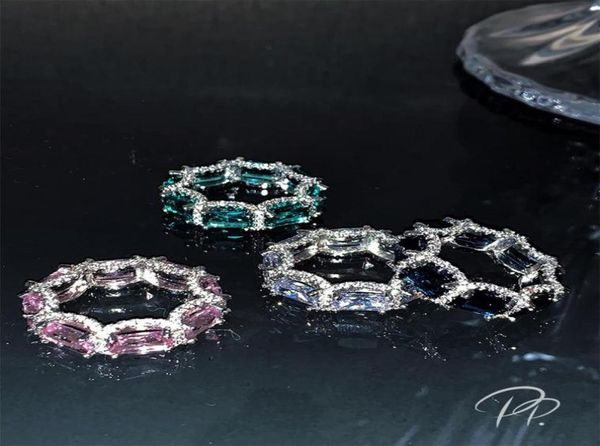 

cluster rings handmade color moissanite diamond ring 925 sterling silver party wedding band for women engagement jewelry gift9569059, Golden;silver