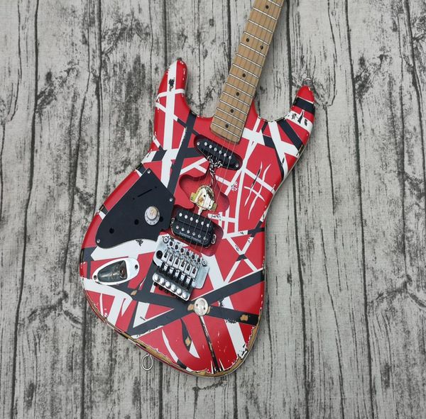 

aged edward eddie van halen heavy relic striped frankie electric guitar lefthanded st shape maple neck6613313