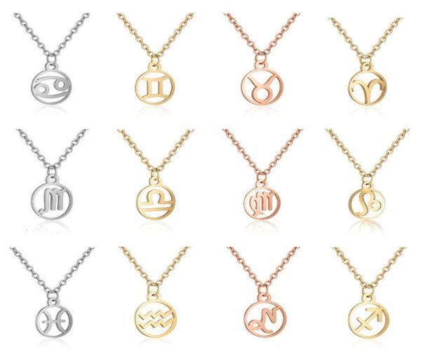 

sinogaa stainless steel zodiac sign necklaces pendants 12 constellation jewelry virgo leo taurus gemini necklace women collar6305808, Silver