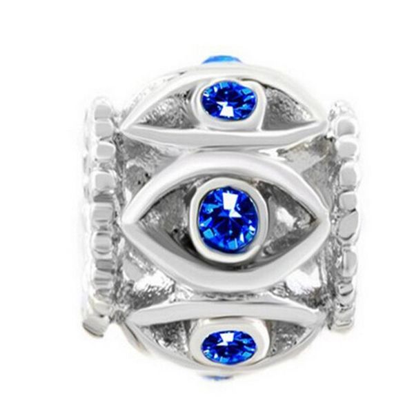

rhodium plating blue crystal rhinestone evil eye european style charm filigree bead for diy bracelet1209155, Black