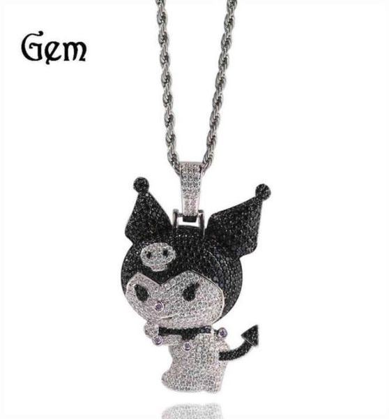 

gu meng039s new zircon little devil kuromi kulomi cartoon pendant necklace personalized versatile dign necklace11942511797408, Silver