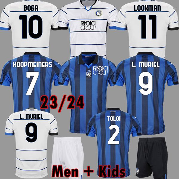 

atalanta fc soccer jerseys lookman 2023 2024 muriel ilicic de roon duvan ata bc bergamasca maglia da calcio men kids kit 23 24 football shir, Black;yellow
