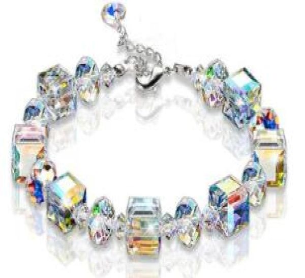 

crystal bling block geometry bracelets ab colorful bracelets wedding party birthday gifts bracelet two colors 5015245764, Golden;silver