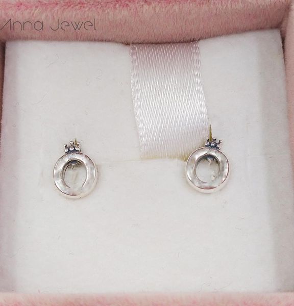 

authentic 925 sterling silver p polished crown o stud earrings luxury for women men girl valentine day birthday gift 2982952366585, Golden;silver