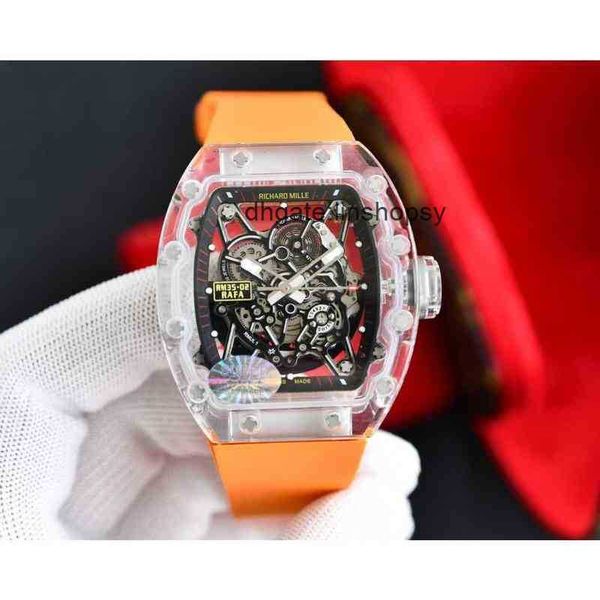 

alluxury watches for mens mechanical watch richa mill rm35-02 fully automatic movement sapphire mirror rubber watchband swiss brand sport wr, Slivery;golden