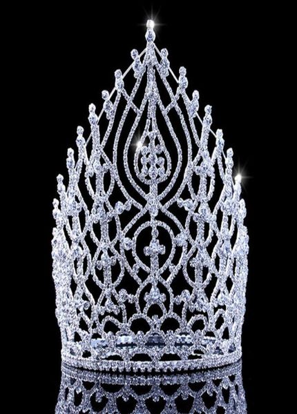 

new gold silver color luxury big crystal tiaras ctrstal rhinestone pageant crowns baroque wedding hair accessories jci1007316906, White;golden