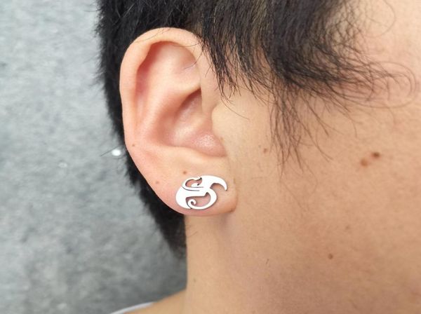 

new strange music charm tech n9ne stud earring stainless steel silver polish jewelry brand new design good gift for unisex8468782, Golden;silver